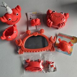 Kids Crab Soap Dish/Soap Dispenser/Toothbrush holder/Mirror/Toothbrush Cover/Tube Squeezer and Topper (Brand New)
