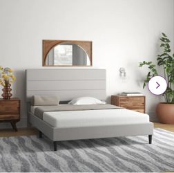 Grey Upholstered Queen Bed