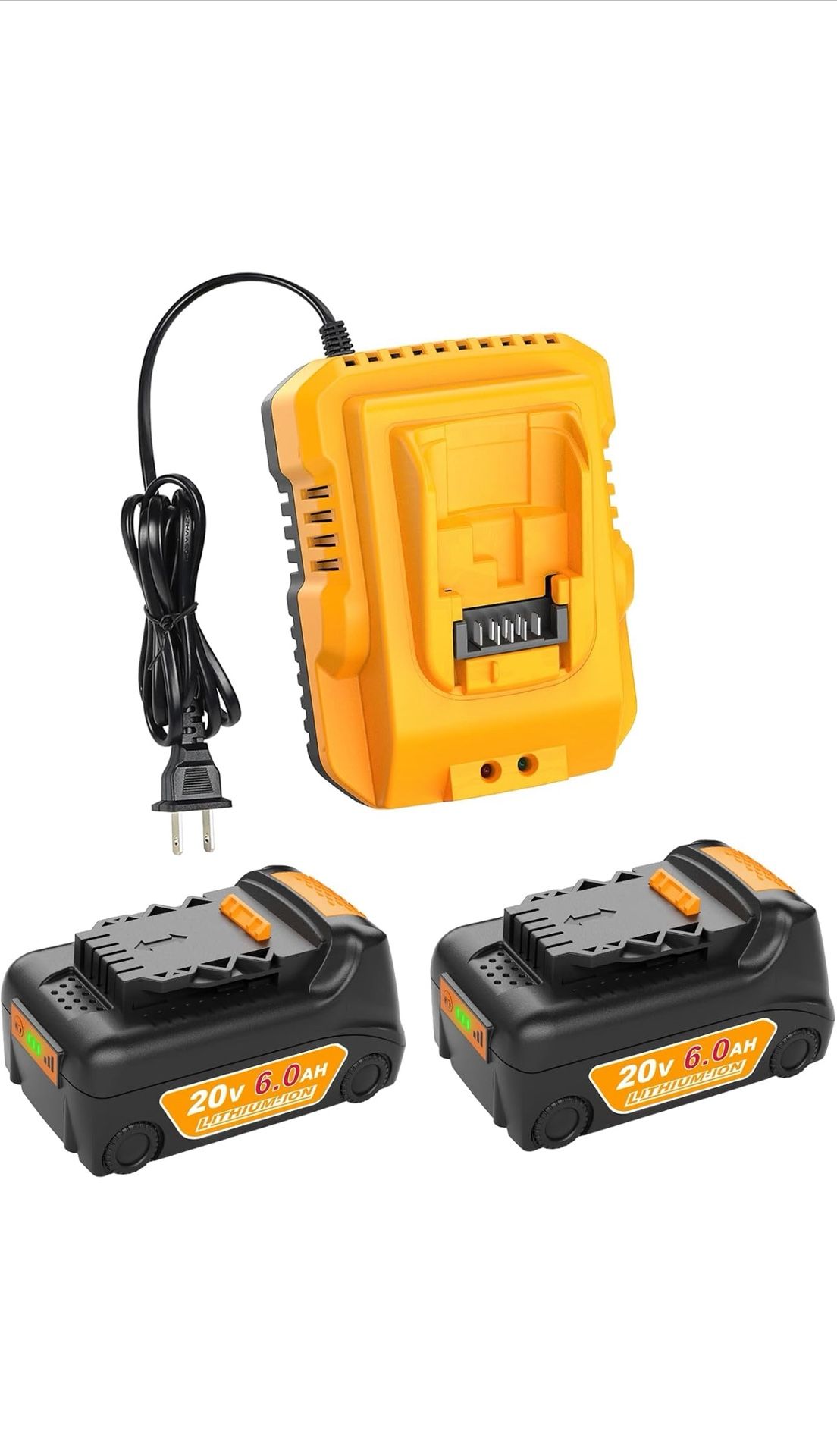 Upgraded 20V 6.0Ah Battery Replacement for Dewalt 20v Battery 2Pack with DCB112 Charger Combo