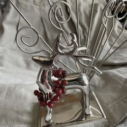 Holiday Reindeer Card / Picture Holder. Heavy . Nice