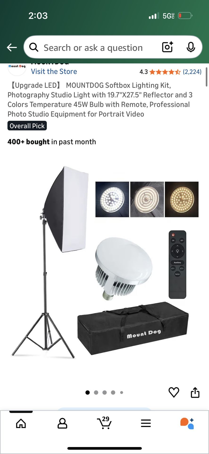 Mountdog Soft box Lighting Kit NEW