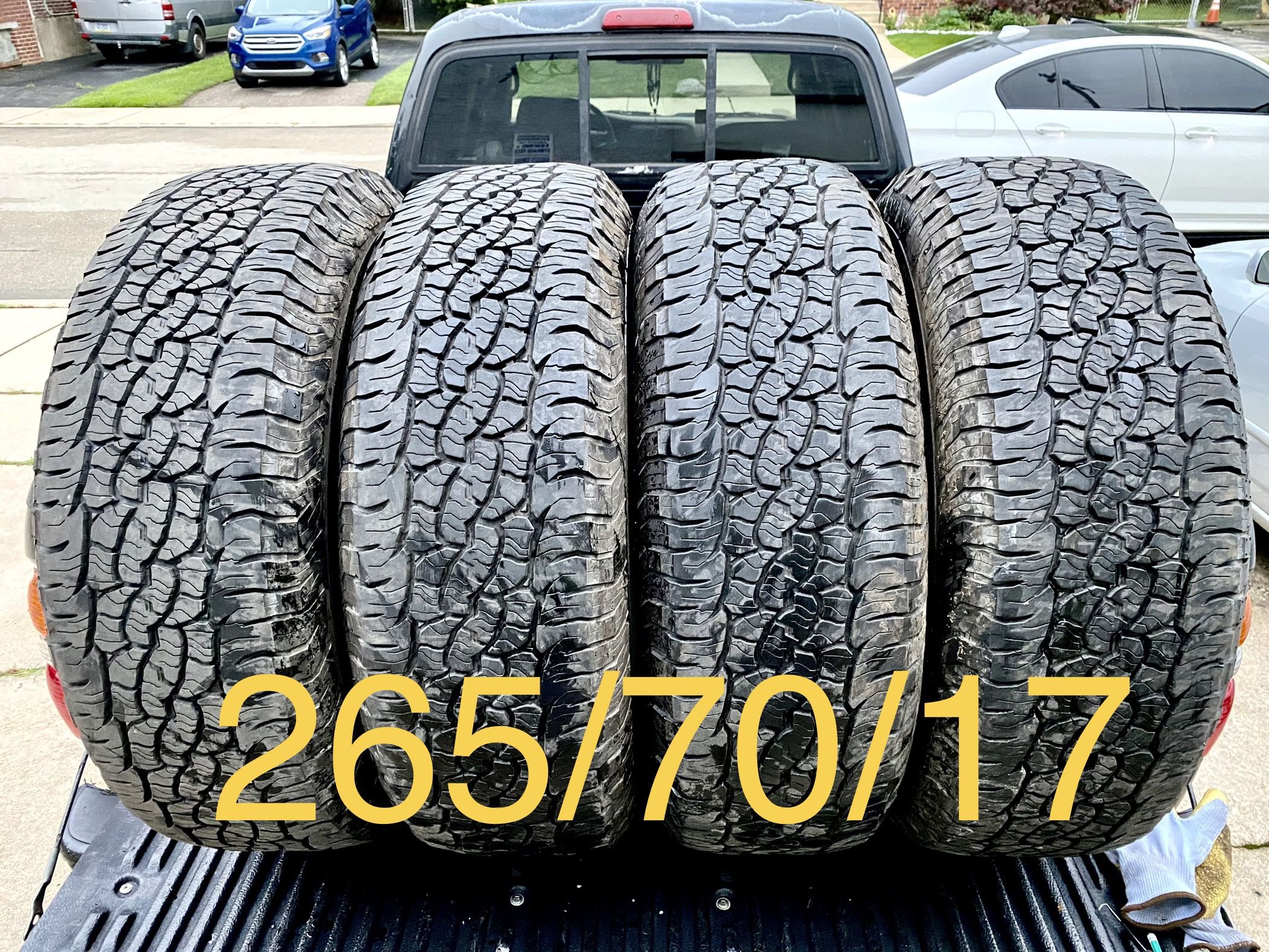 4) 265/70/17 BFGoodrich Trail Terrain TA Tires Great Condition! Tread measures 9-10/32 DOT 3224 $450 for 4 I carry other sizes as well