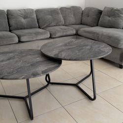 Gray Sectional Sofa + 2 Coffee Tables - Great Condition