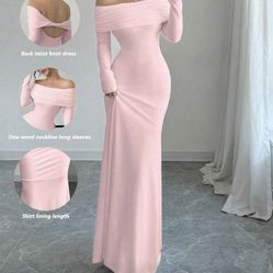 Pink Off The Shoulder Dress 