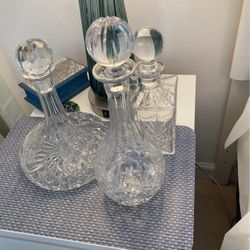 3 Crystal Liquor Bottles 60.00