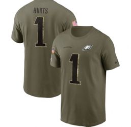 Men's Nike Jalen Hurts Olive Philadelphia Eagles 2022 Salute To Service Name & N