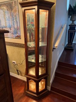 Double Lighted, Wood, Display Cabinet