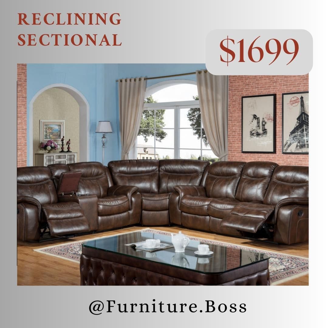 Brown Leather Sectional Sofa With Reclining Seats