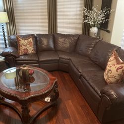 Leather Sectional W/ Sleeper 