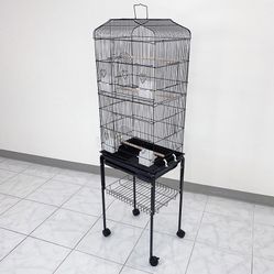 (New in box) $60 Small to Medium Bird Cage 60” Tall Parrot Parakeet Cockatiel Bird Cage 18x14x60” Rolling Stand 