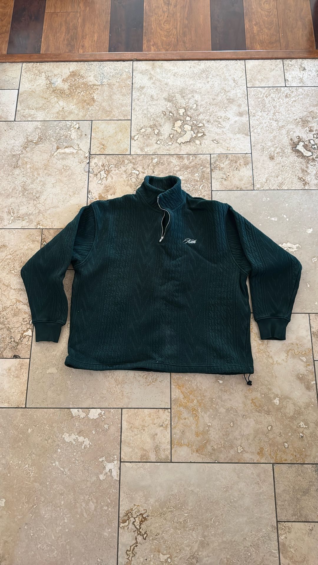 KITH Cable Fleece Quarter Zip - STADIUM GREEN - Size : Men Medium