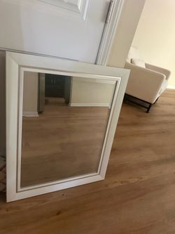 Modern White Framed Wall Mirror-
