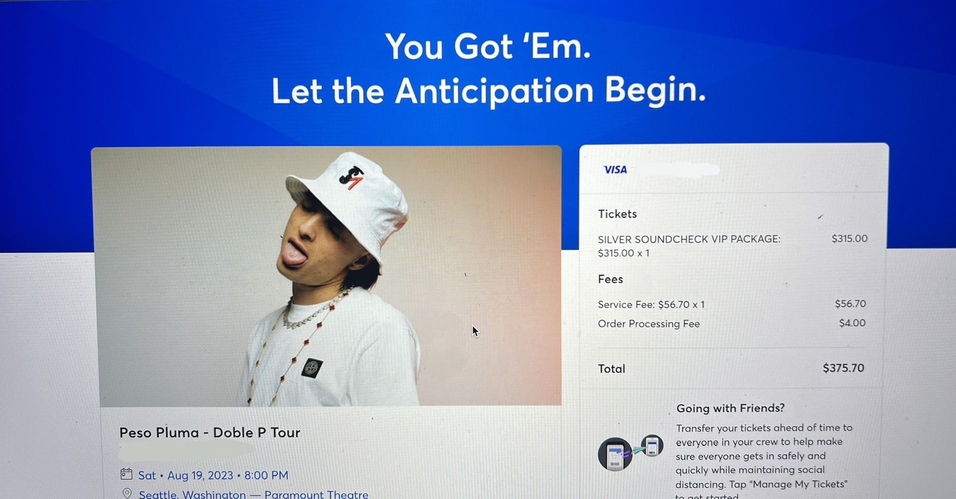 Peso Pluma Silver Soundcheck VIP Tickets (Seattle, WA)