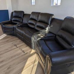 New Theatre Recliner Sectional Couch/ Free Delivery 