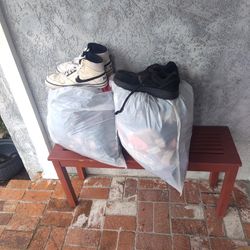 Free Two Bags Women's Cloths Size Small/ Medium Two Pairs Men's Tennis Shoes 