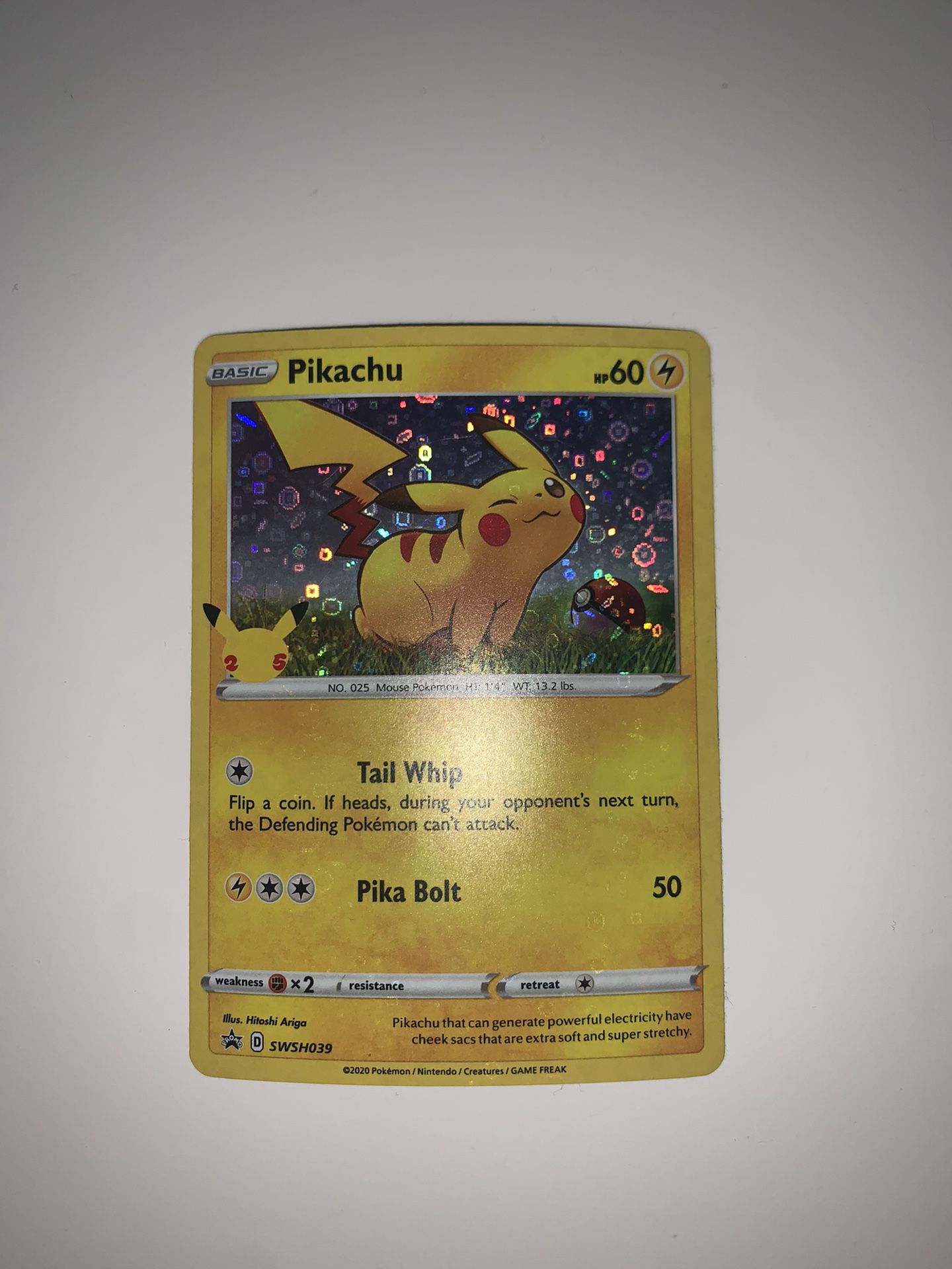 25th anniversary stamped pikachu card