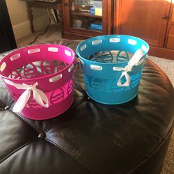 Easter Baskets And Box of Plastic Eggs.