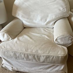 pottery barn PB Comfort Roll Arm Slipcovered Swivel Armchair 