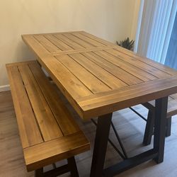 Indoor Outdoor Table And 2 Benches