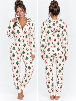 Peanuts Long Sleeve Zip up with Hoodie Christmas Pajamas~~Sz M~~🎄