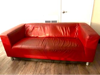 Red Leather Loveseat