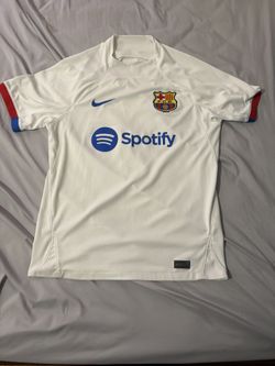This is a Robert Lewandowski FC Barcelona Nike 2023/24 Away Jersey in white
