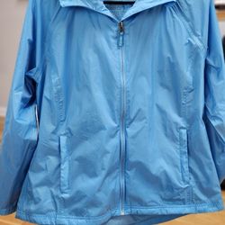 LL Bean Women's Size Small Jacket Blue Hood Waterproof Windbreaker 
