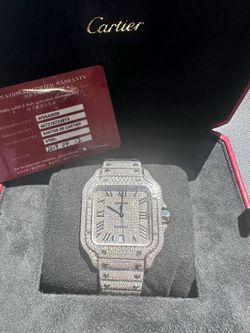 Cartier Santos 40mm Large diamond set iced out bussdown watch pave Roman dial