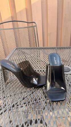 ALDO Black Transparent Block Heel Mules