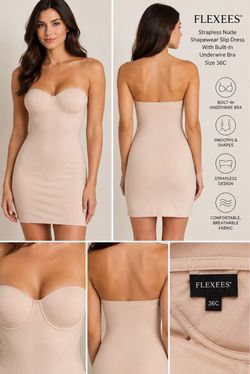 Flexees Strapless Shapewear Slip Dress Size 36C