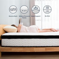 MOLBIUS 12 Inch Hybrid Mattresses Queen Size in a Box Medium Firm Memory Foam and coil. Queen 12”:$140