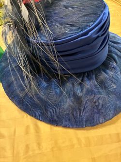 $30-Navy Blue Formal Hat with Rhinestone Brooch/ We have a nice selection of hats