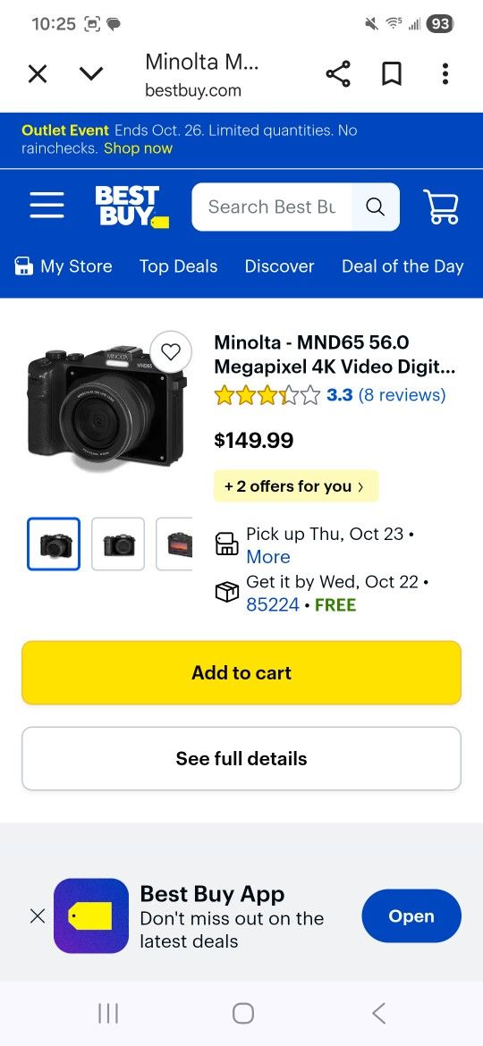 NEW IN BOX MINOLTA MND-65 4K PHOTO/VIDEO CAMERA - $75