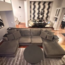 Custom Gray Couch with 2 Chaise Lounges 