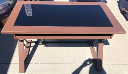 Glass table w/wood frame