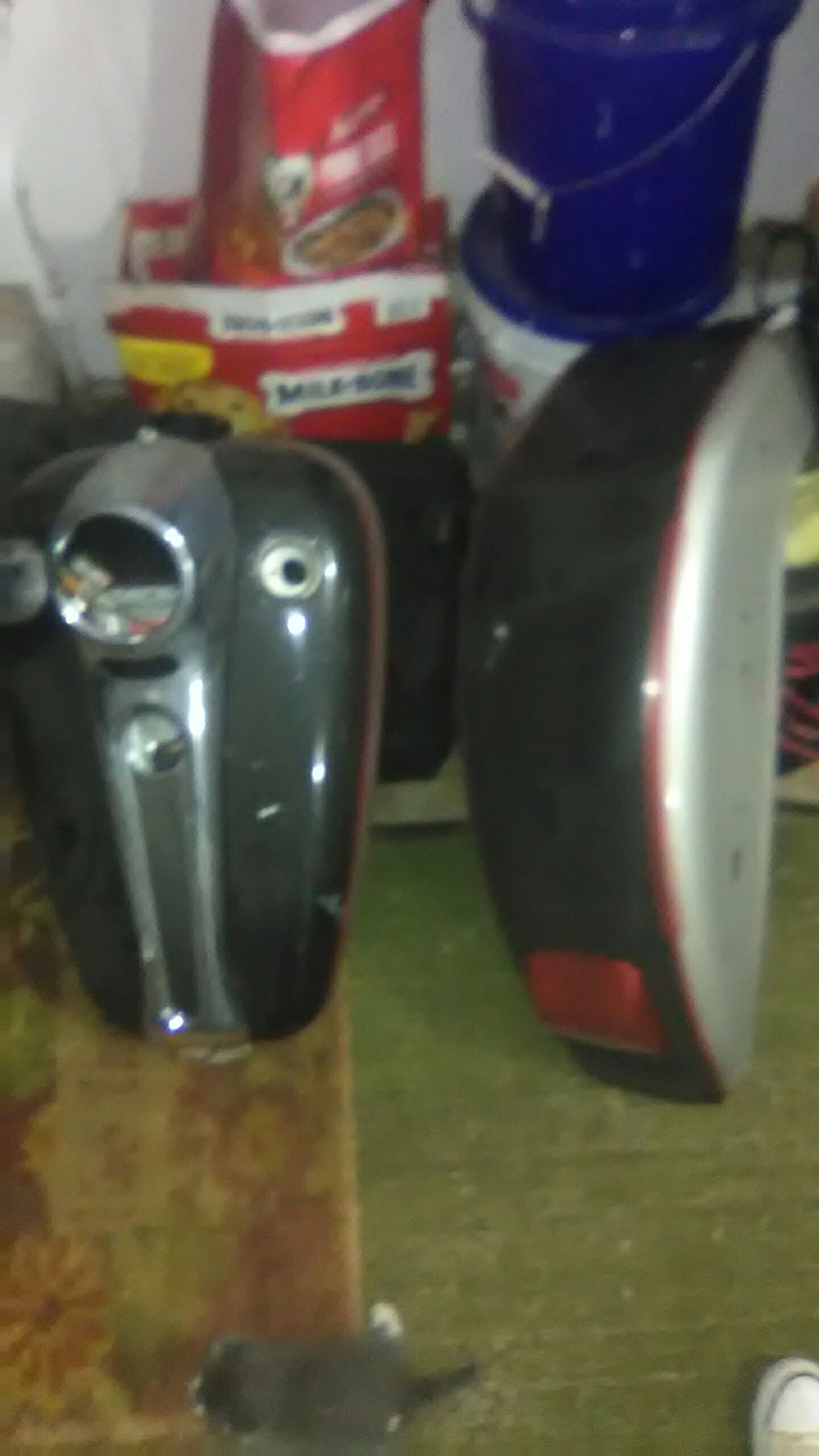 Motorcycle double gas tank and fender