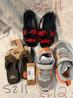 Hanford :Kids : boys sandals sz 11 red/blk$6, brown$10,tennis shoes sz 12 $10 or all $25/ pool$20