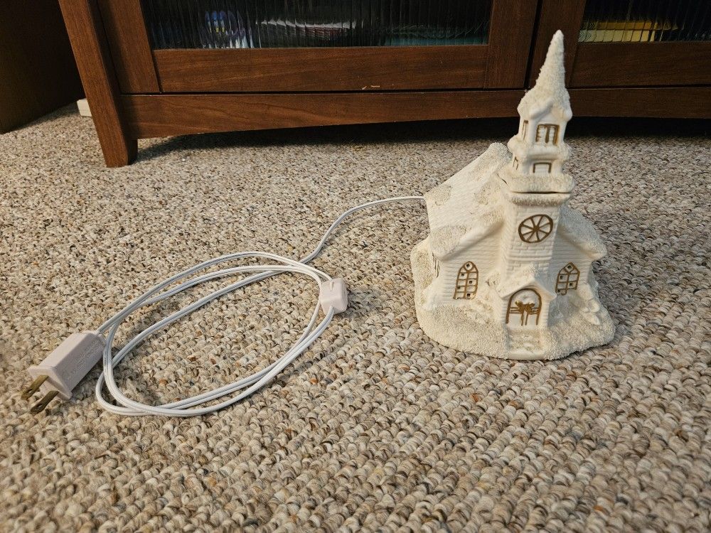 Christmas Light Up White Church