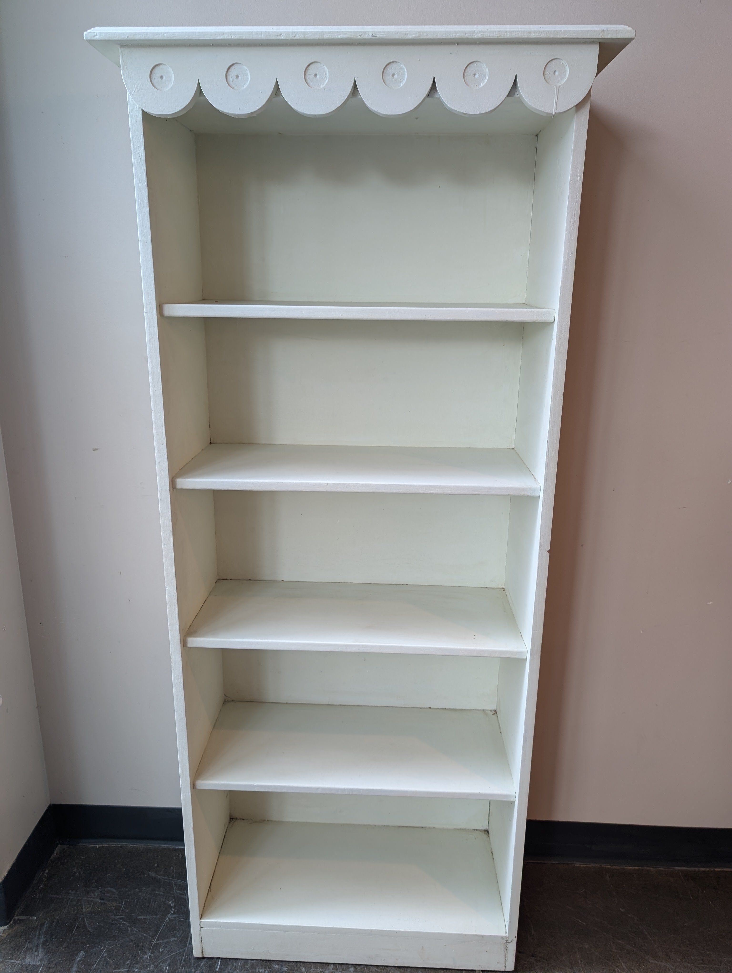 Charming Scalloped Top Five-Shelf Bookcase