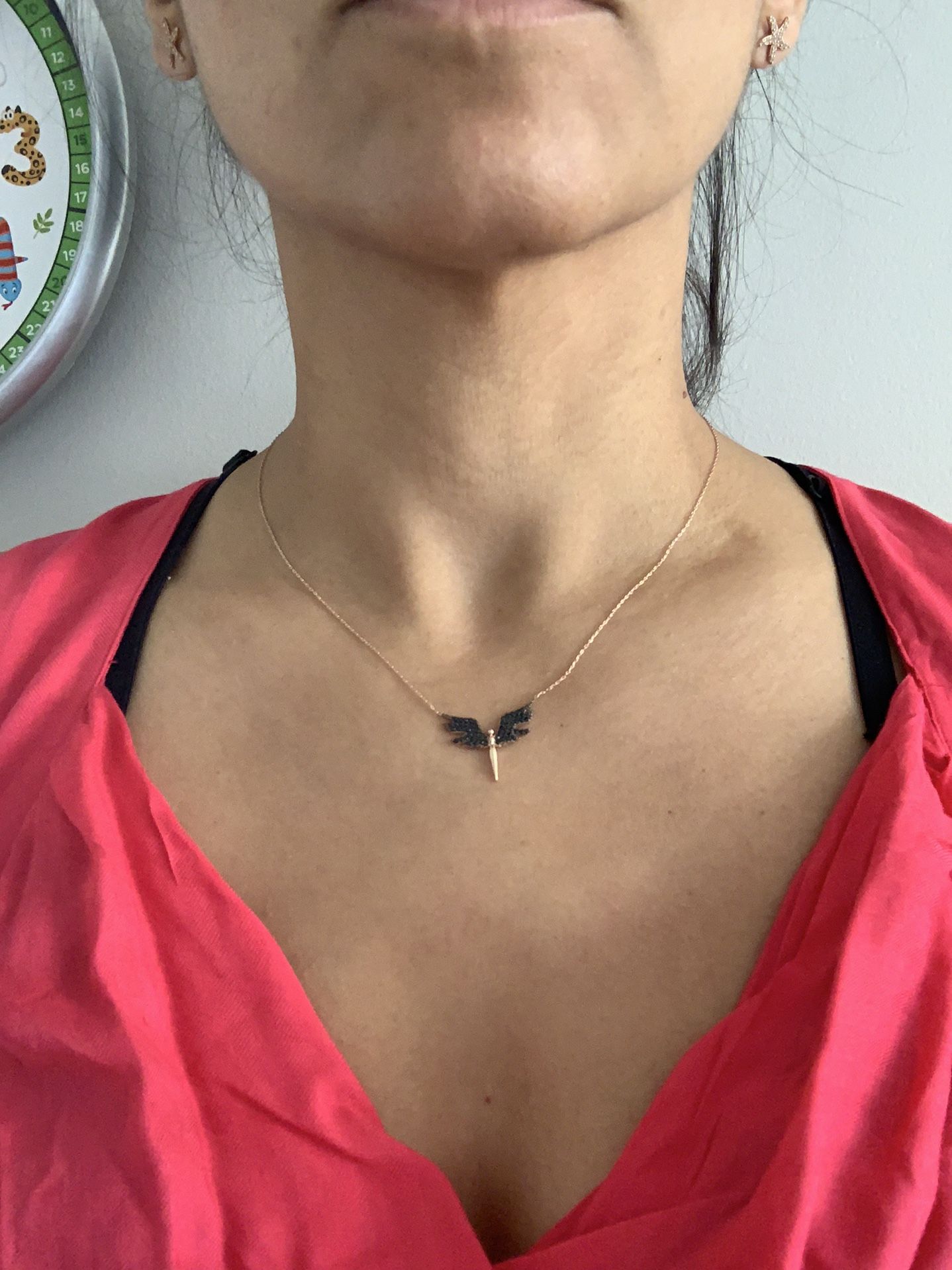 Sterling Silver Angel Necklace, Rose Gold Plated , Minimalist 