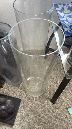 Large Clear Glass Cylinder Vase