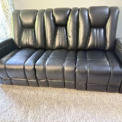 2 Power Black Leather Reclining Sofa (ask For Delivery For A Extra Fee)