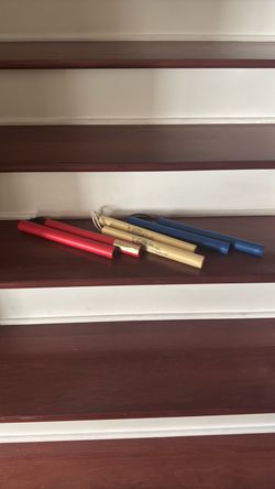Set of 3 Nunchucks Red Gold Blue