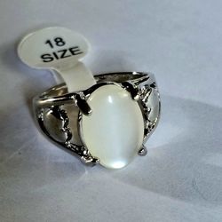 MOONSTONE QUALITY TITANIUM SILVER FOREVER WEAR NEW SIZE 8 STUNNING RING