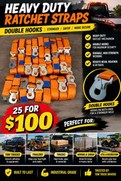🔥 25 for 100! HEAVY-DUTY DOUBLE-HOOK STRAPS — 🔥