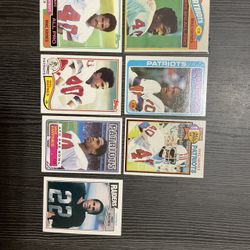 7 Vintage Mike Haynes Football Cards With 1977 Topps Rookie New England Patriots, Oakland Raiders HOF CB