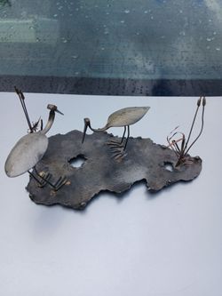 Handmade metal bird sculpture by Charold Nordine 1976