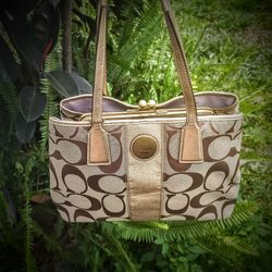 Coach Signature Handbag Gold 