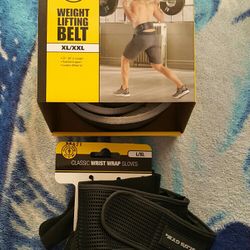 new weight lifting belt and gloves 
