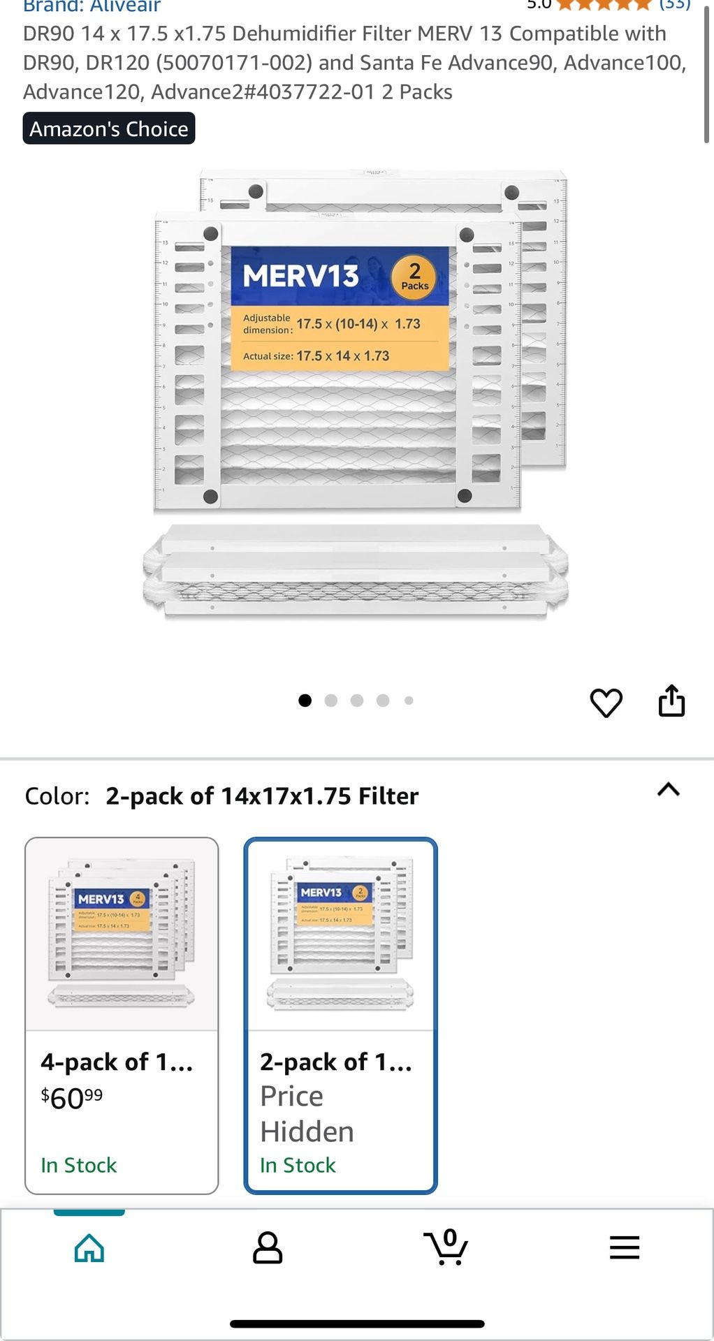 DR90 14 x 17.5 x1.75 Dehumidifier Filter MERV 13 Compatible with DR90, DR120 (1-002) and Santa Fe Advance90, Advance100, Advance120, Advance2#4